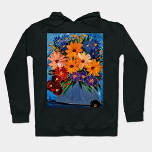 Some abstract mixed flowers in a glass vase. Hoodie